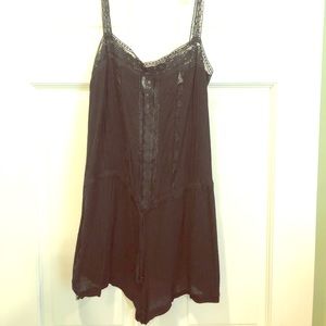 Black Lace Detail Romper